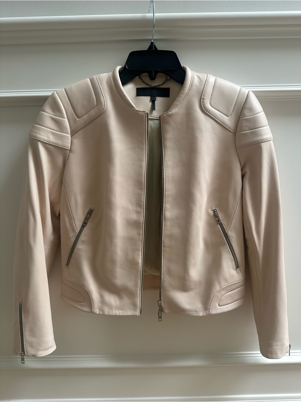 rag & bone Pale Blush Leather Moto Jacket